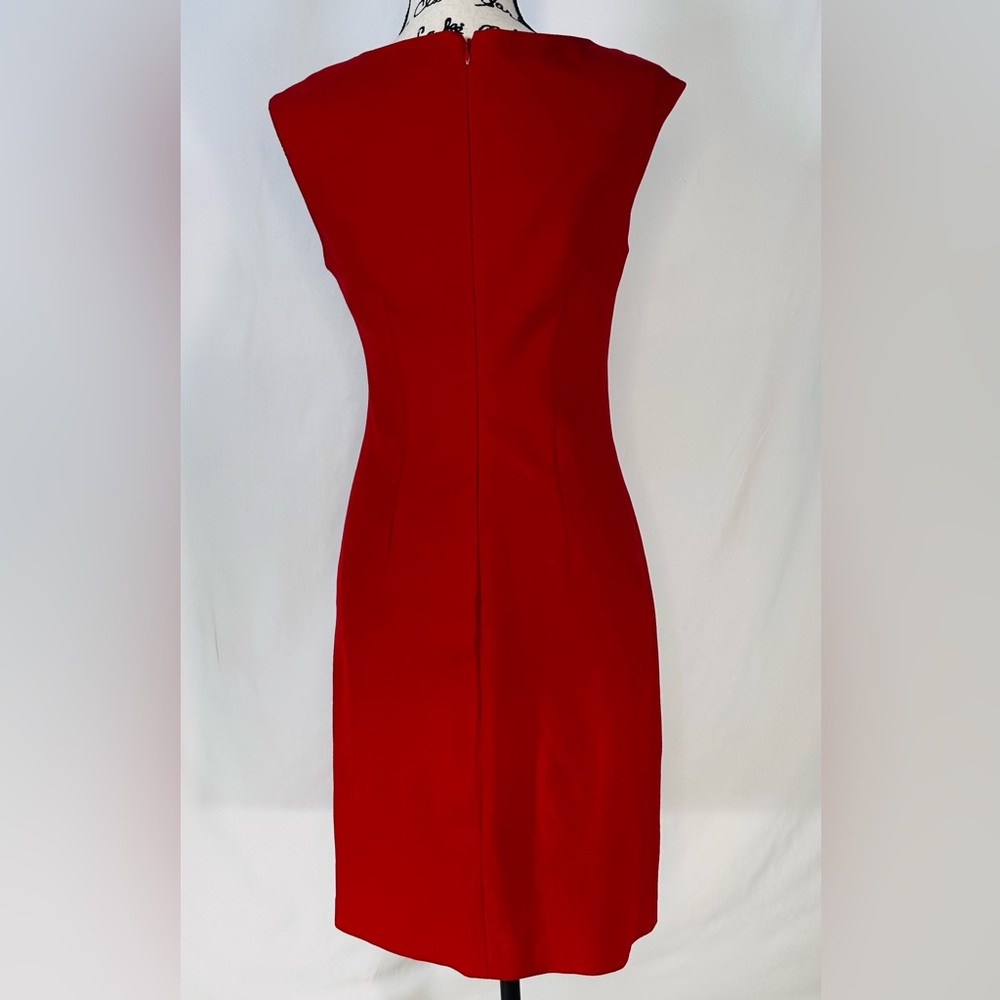 Cache Vintage Solid Red Asymmetrical Neckline Coc… - image 2